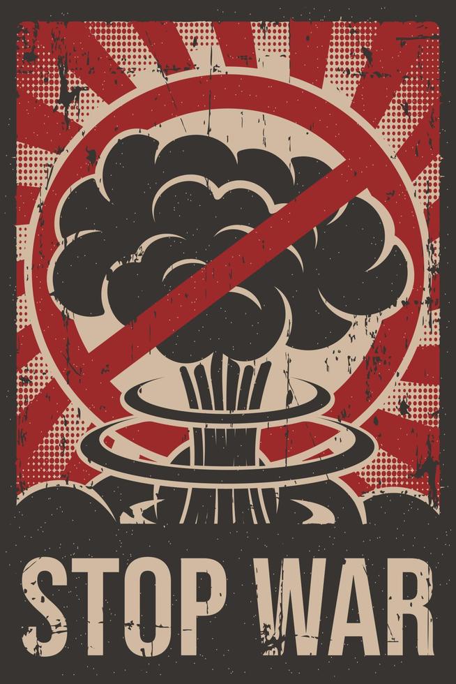 detener la guerra protesta mensaje cartel retro vector