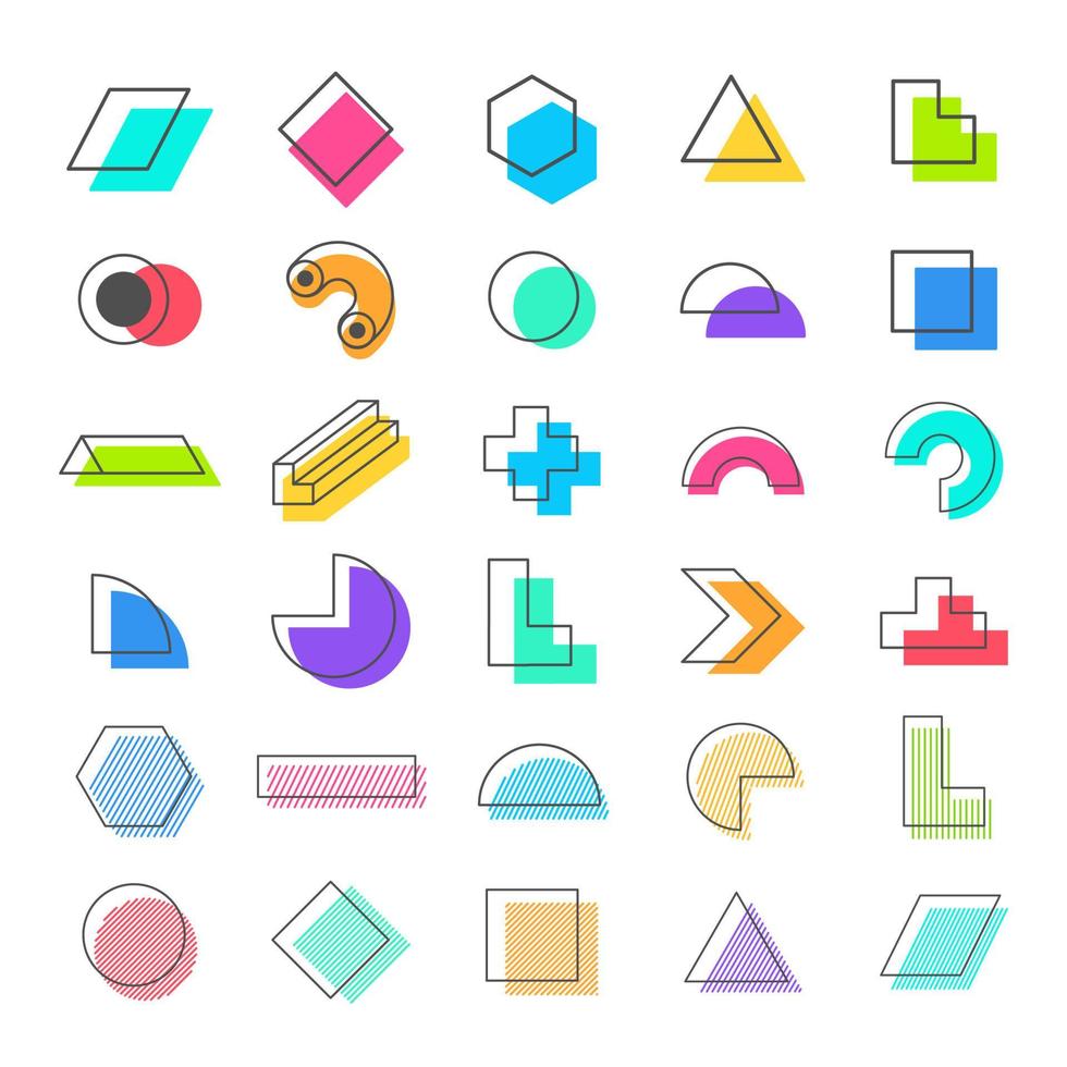 elementos de menfis forma de estructura de objeto de línea geométrica simple vector