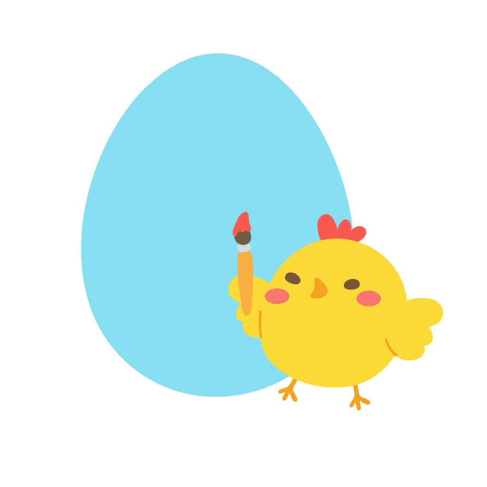 pollito de dibujos animados eclosionó huevos en pascua. decorar tarjetas de felicitación para niños vector
