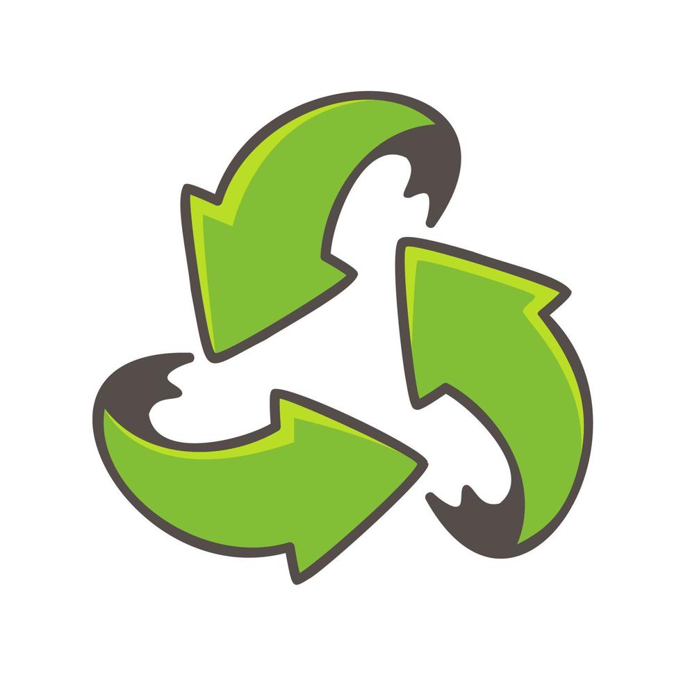 hand drawn triangular swirl arrow recycling concept vector