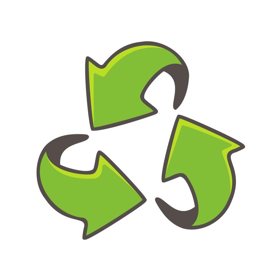 hand drawn triangular swirl arrow recycling concept vector