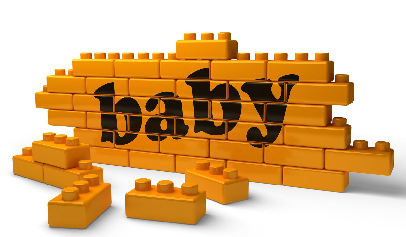 baby word on yellow brick wall photo
