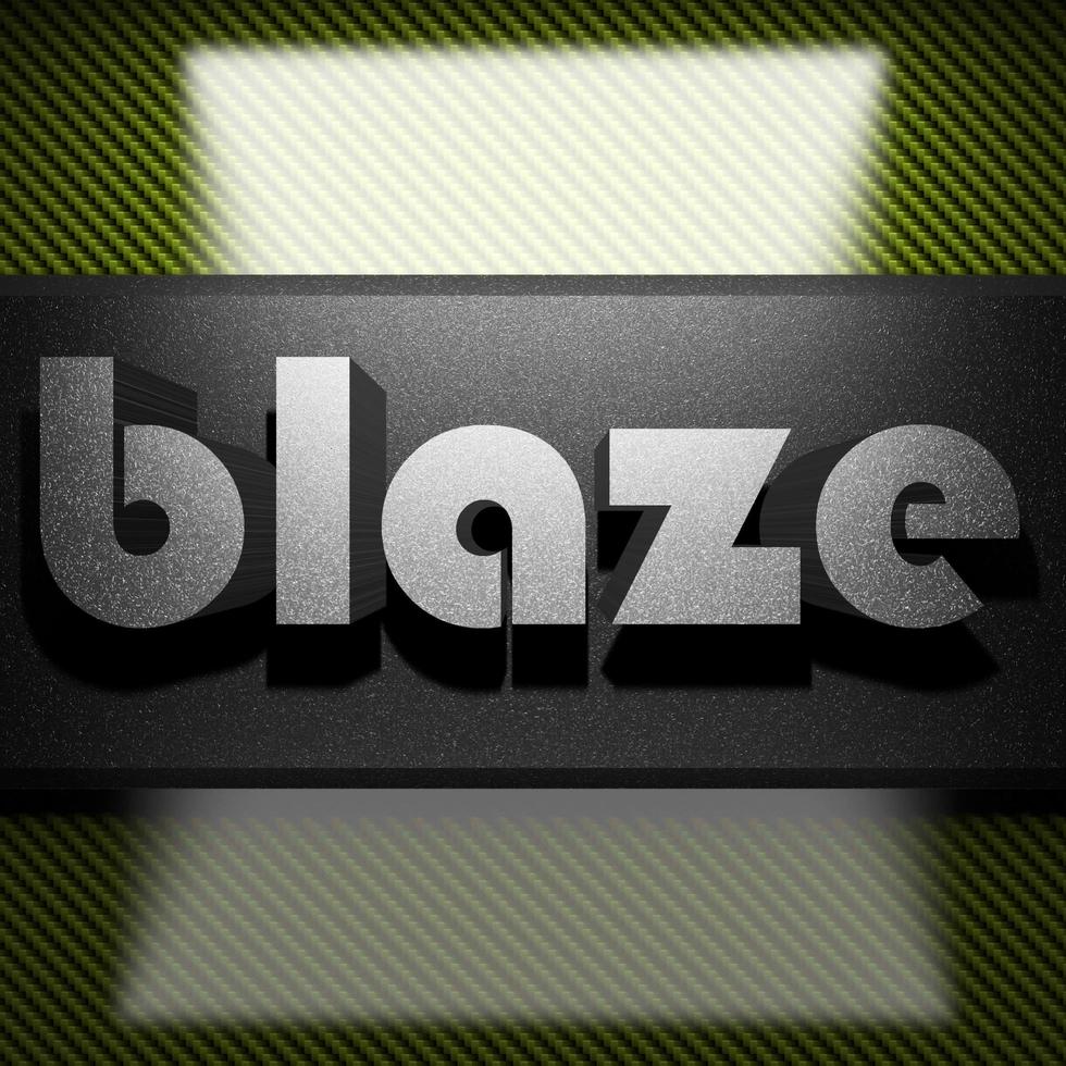 blaze word of iron on carbon photo