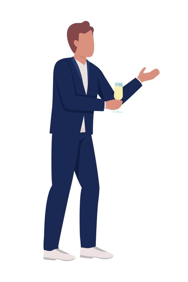 Party guest in dinner jacket semi flat color vector character