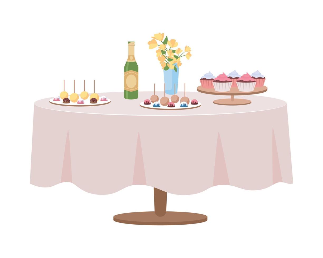 mesa para celebración objeto de vector de color semi plano