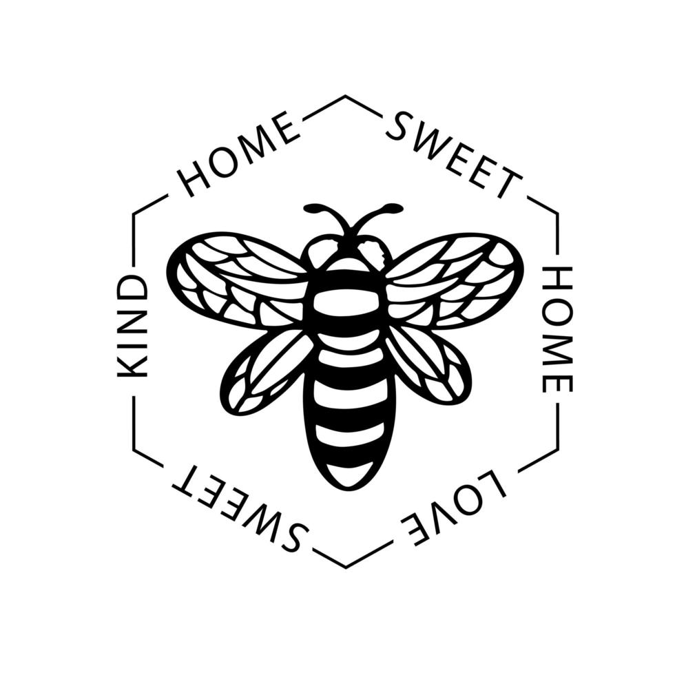 Home Sweet Home Bee Logo Design Template. vector