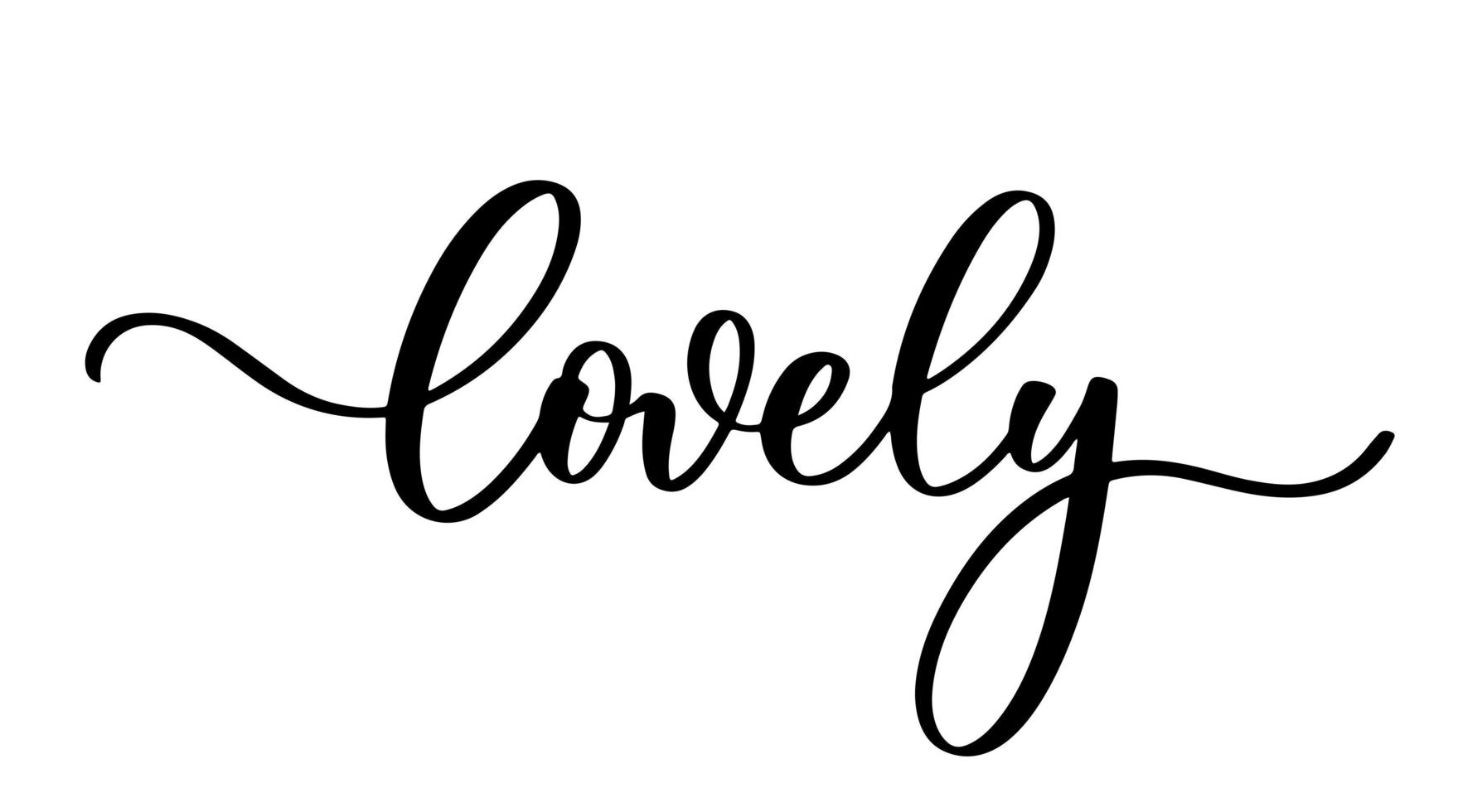 Lovely. Continuous line lettering inscription. For poster, card, banner valentine day, wedding, tee, t shirt. vector