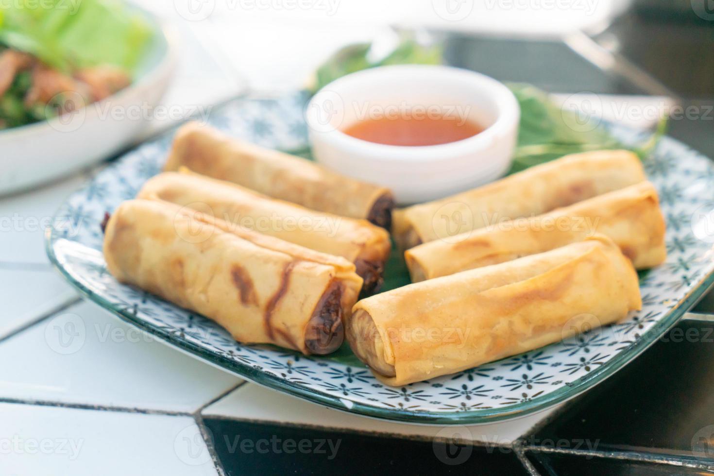 Fried Spring Rolls with dipping sauce photo