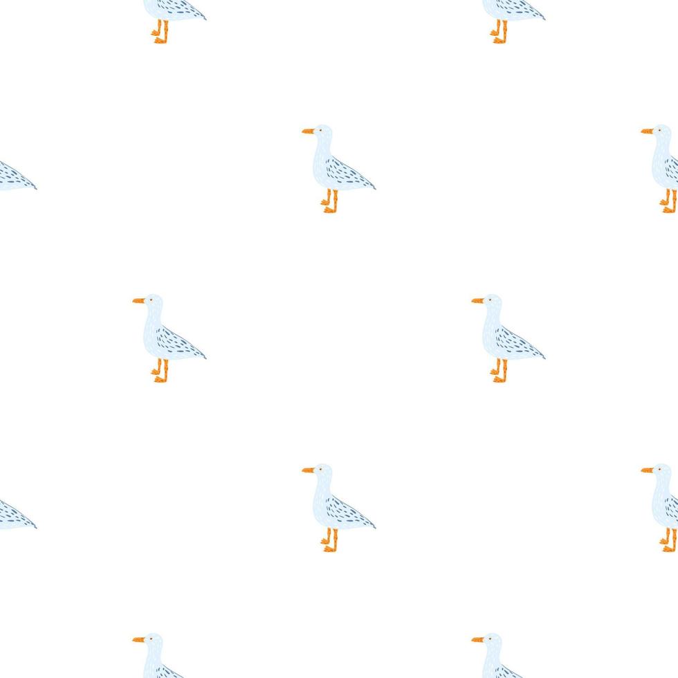 Seagulls standing seamless pattern. Background of sea birds. vector