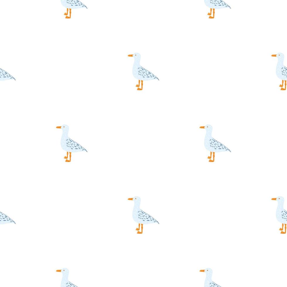 Seagulls standing seamless pattern. Background of sea birds. vector