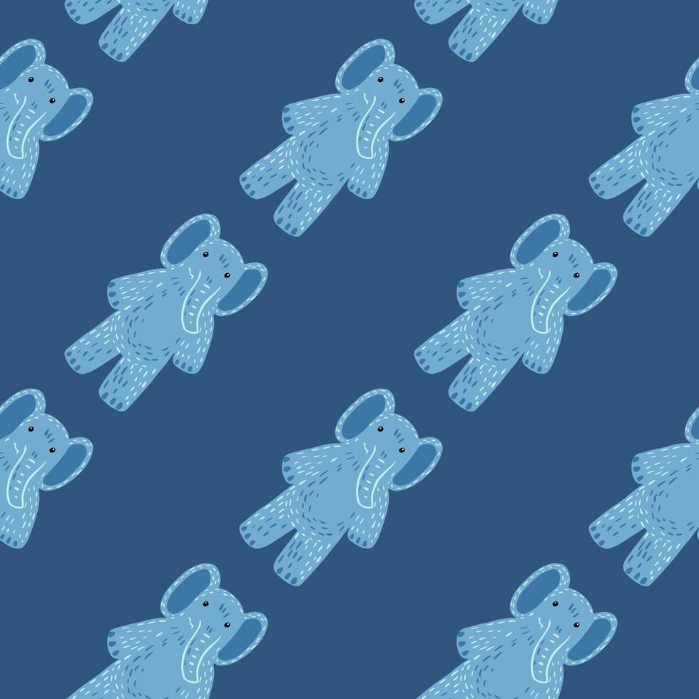 Cute elephant toy seamless pattern. Funny child playthings in doodle style. vector
