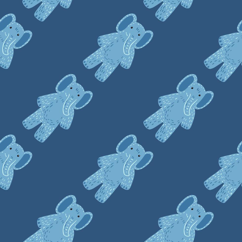 Cute elephant toy seamless pattern. Funny child playthings in doodle style. vector