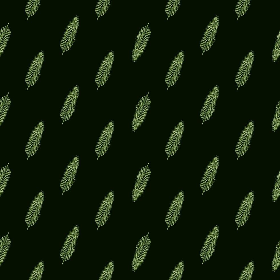Palm leaves seamless pattern. Tropical branch in engraving style. vector