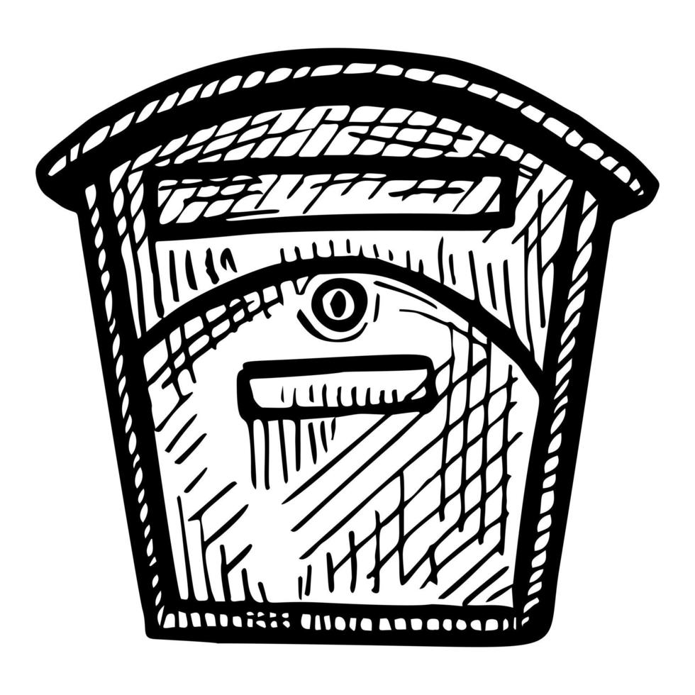 Mailbox sketched isolated. Vintage letterbox in hand drawn style. vector