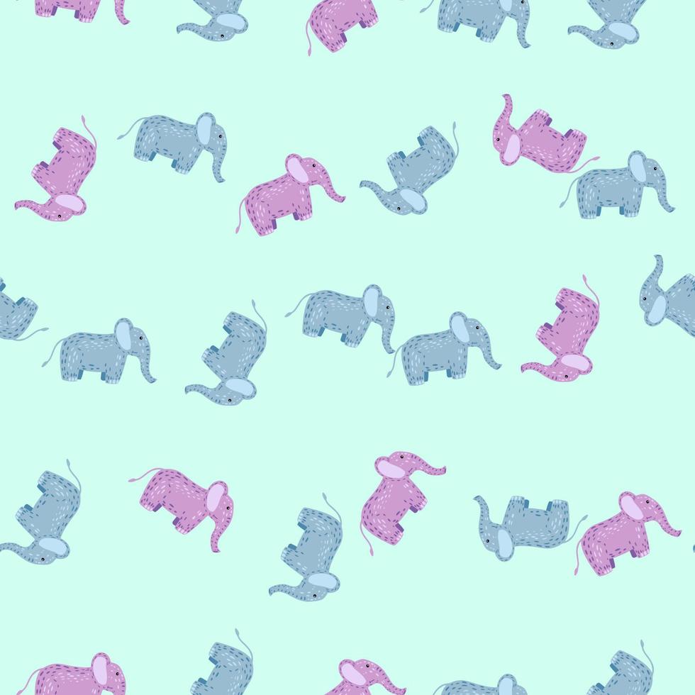 Elephant cute seamless pattern. Background with kids toy. vector