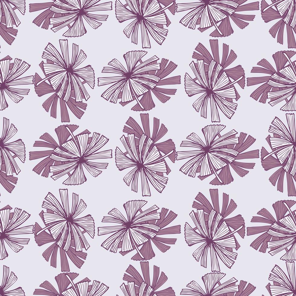 Fan palm leaves seamless pattern on. Vintage foliage of palmetto in engraving style. vector