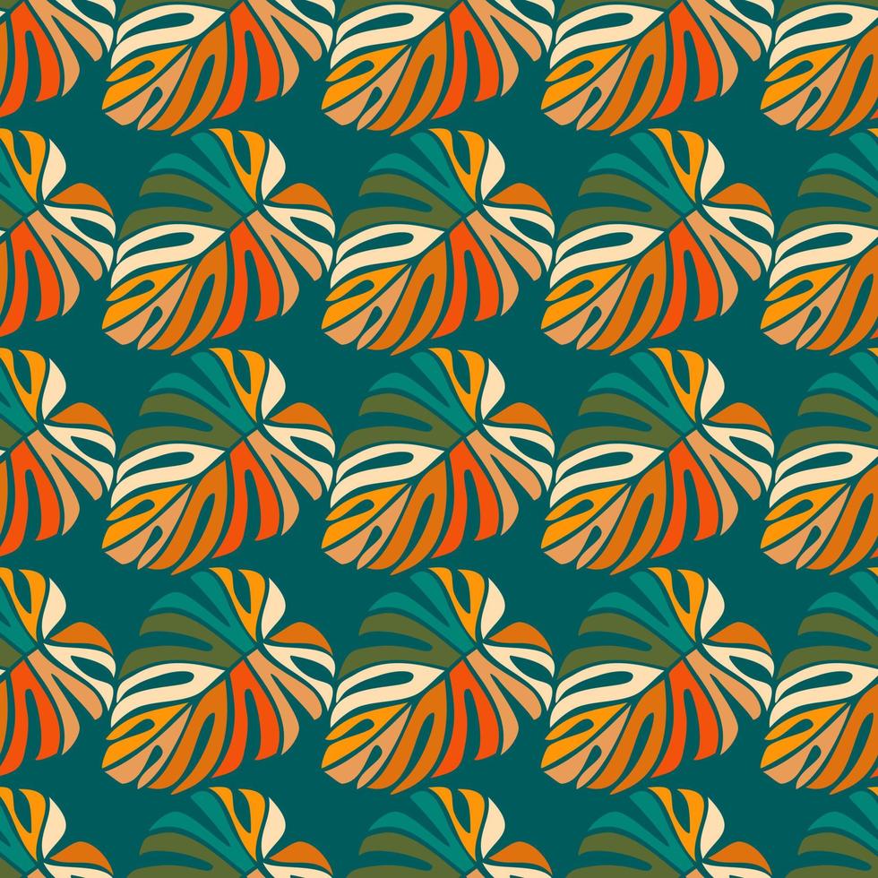 Tropical leaves seamless pattern. Monstera leaf background. vector