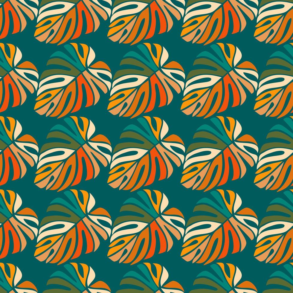 Tropical leaves seamless pattern. Monstera leaf background. vector