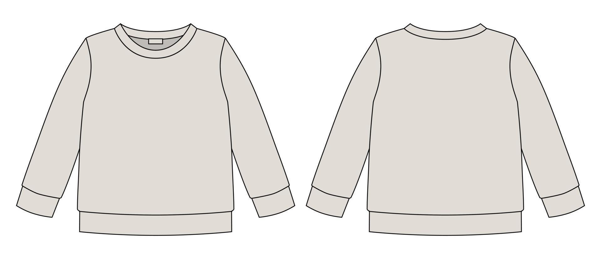 Light gray technical sketch sweatshirt. Kids wear jumper design template vector