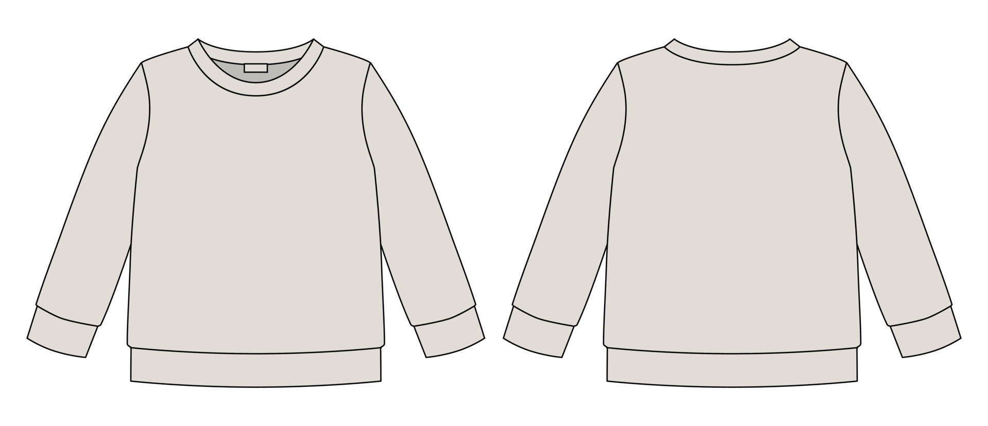 Light gray technical sketch sweatshirt. Kids wear jumper design ...