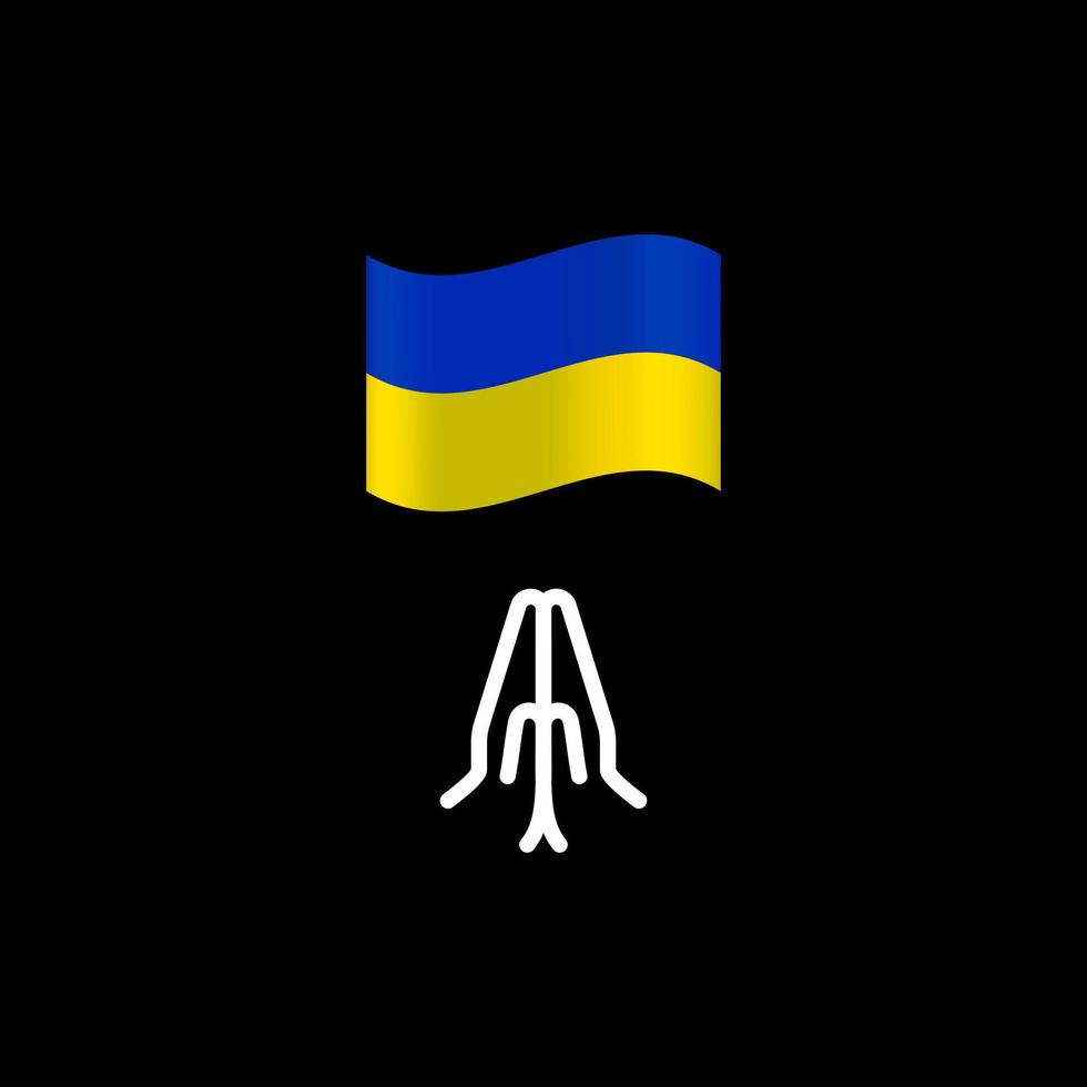 Pray for Ukraine concept illustration with national flag, hand, and map. Ukrainian flag praying concept vector illustration. Pray For peace Stop the war against Ukraine