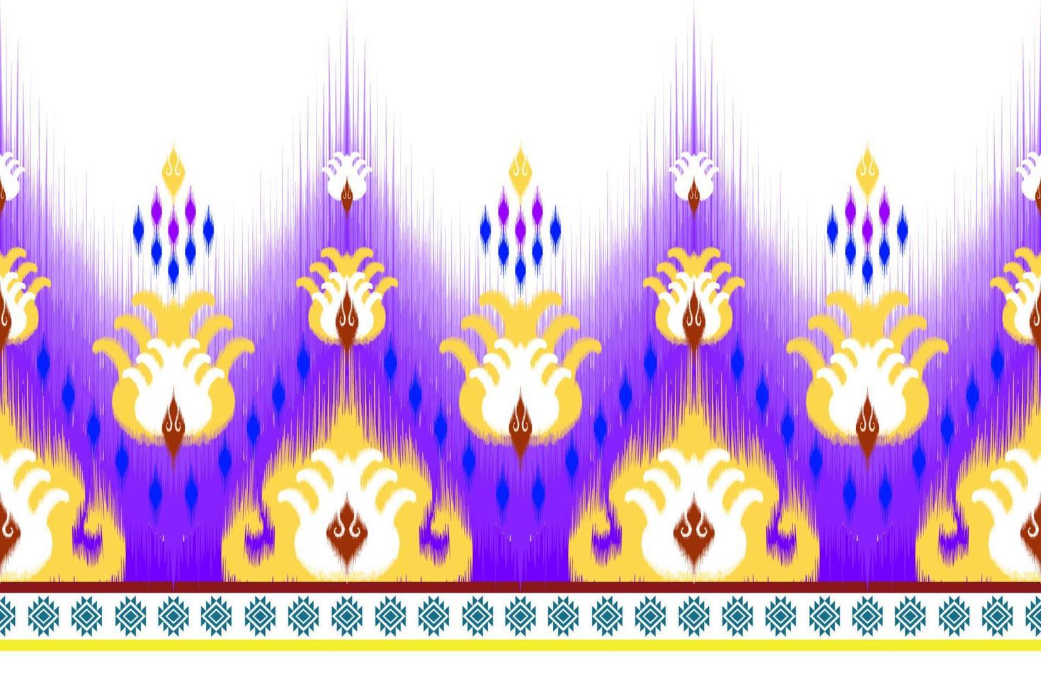Ikat ethnic seamless pattern design. Aztec fabric carpet mandala ornament chevron textile decoration wallpaper. Tribal turkey African Indian traditional embroidery vector illustrations background