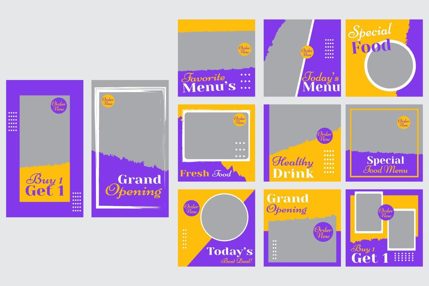 food social media template, Food menu banner social media post. Editable social media templates food and drink social media posts and stories vector