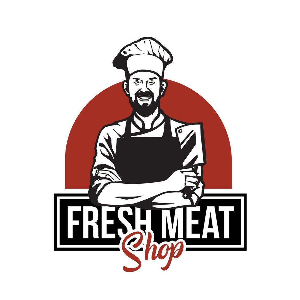 butcher shop logo design vector