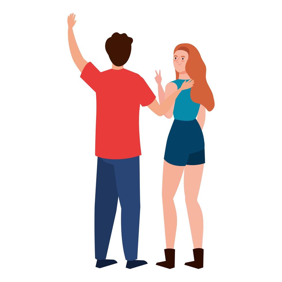 Woman and man avatar backwards vector design