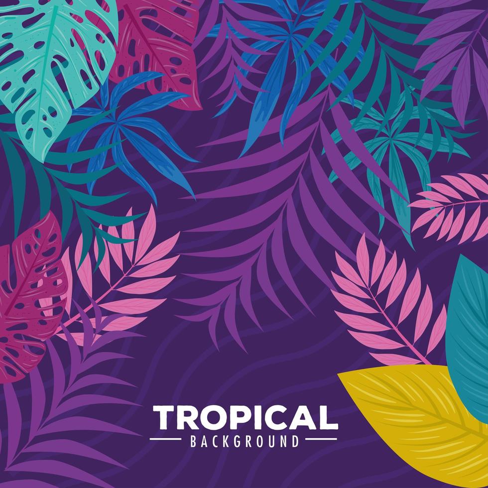 fondo tropical con plantas de ramas y hojas vector