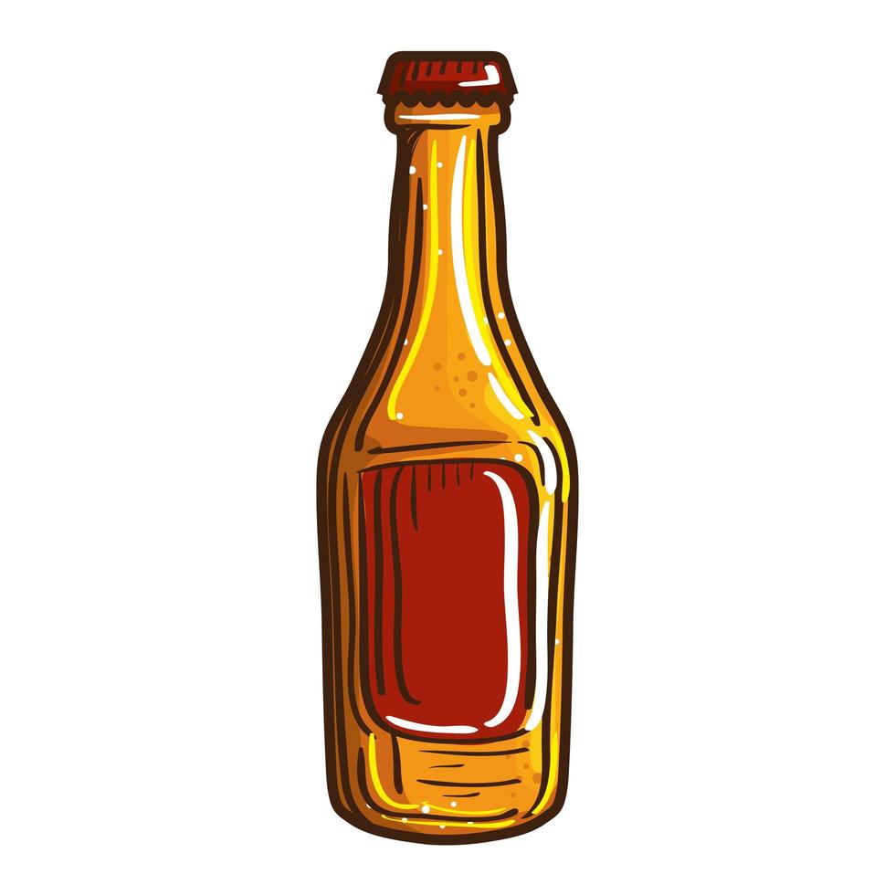 golden beer bottle vector