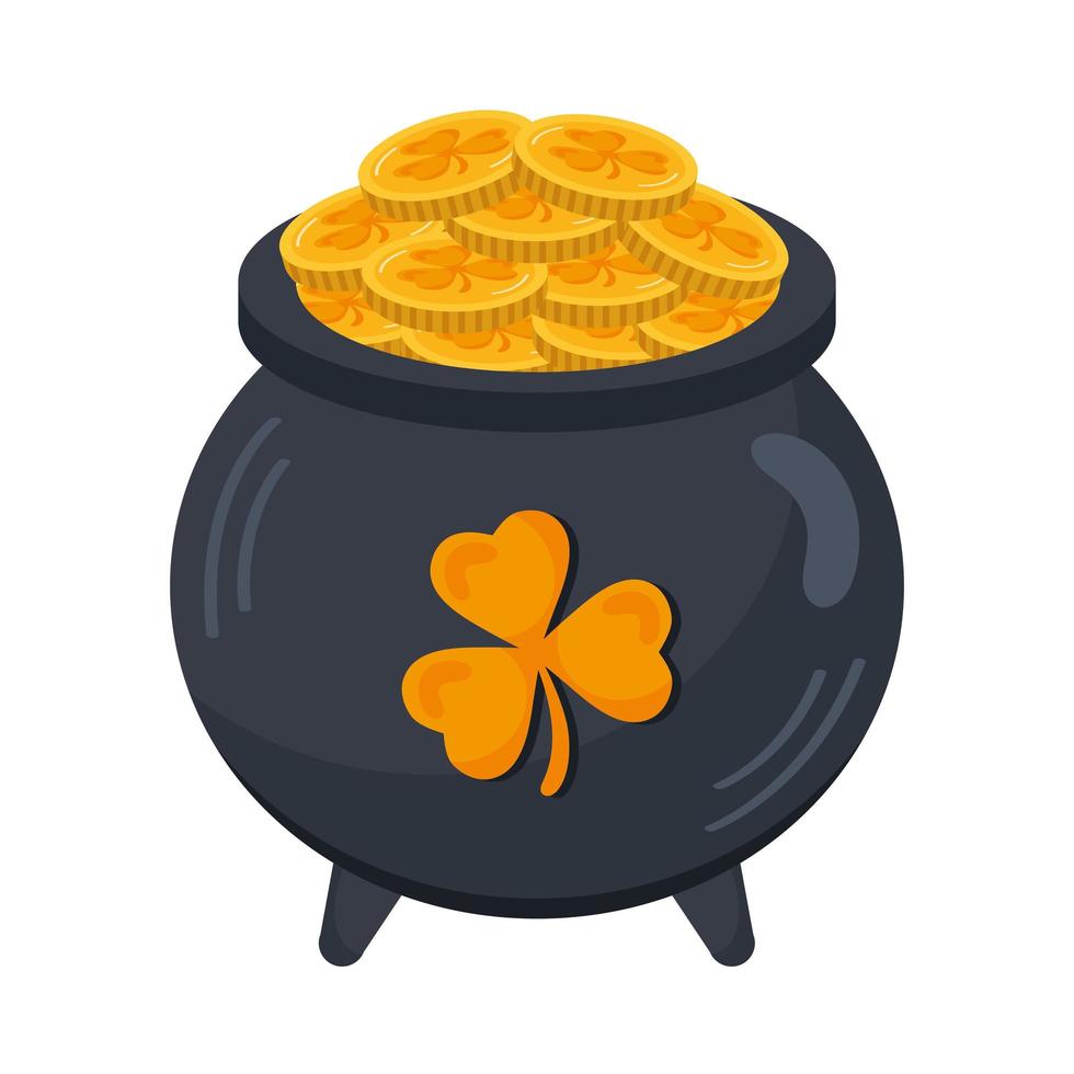 old pot with gold coin vector
