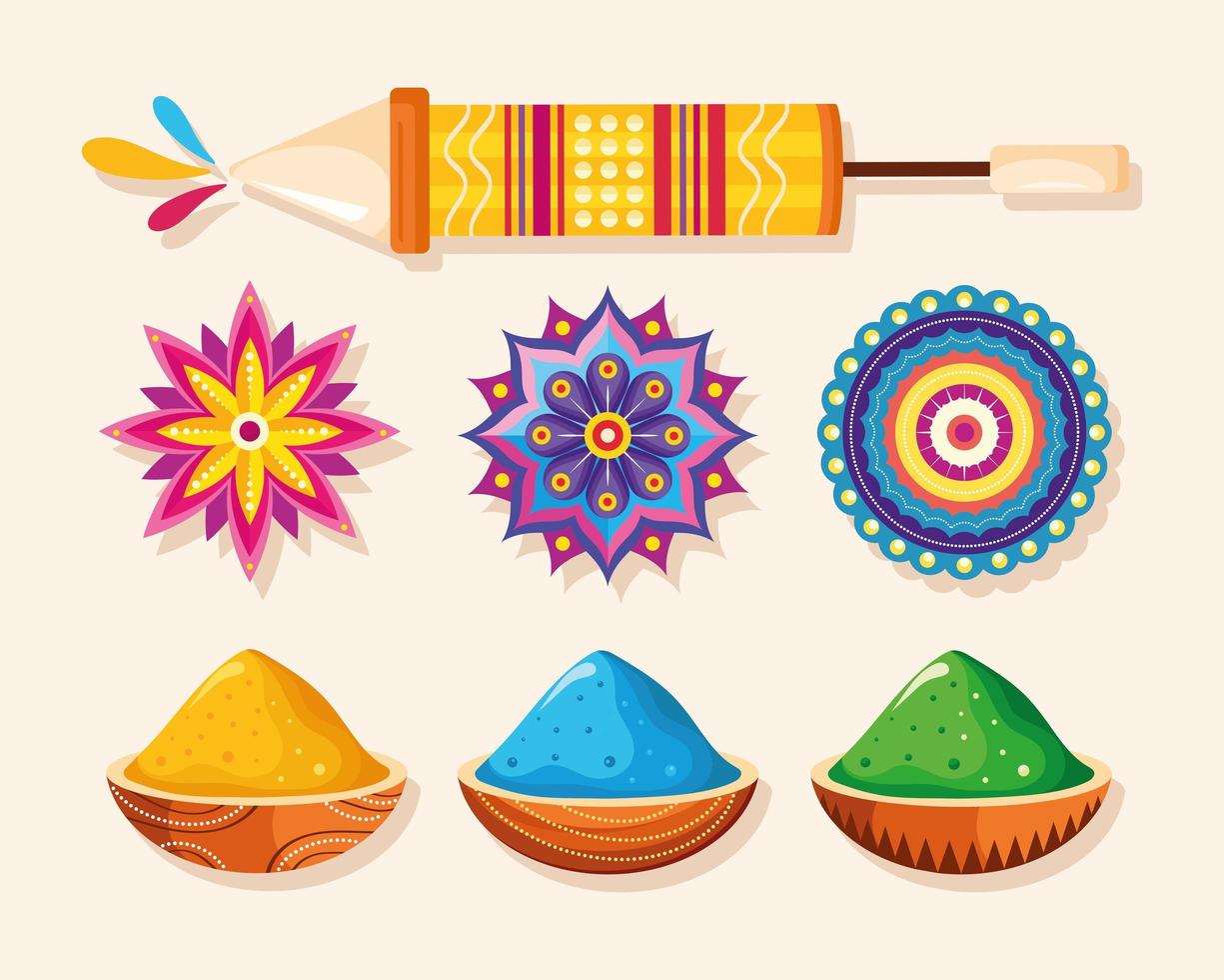 icons for holi festival vector