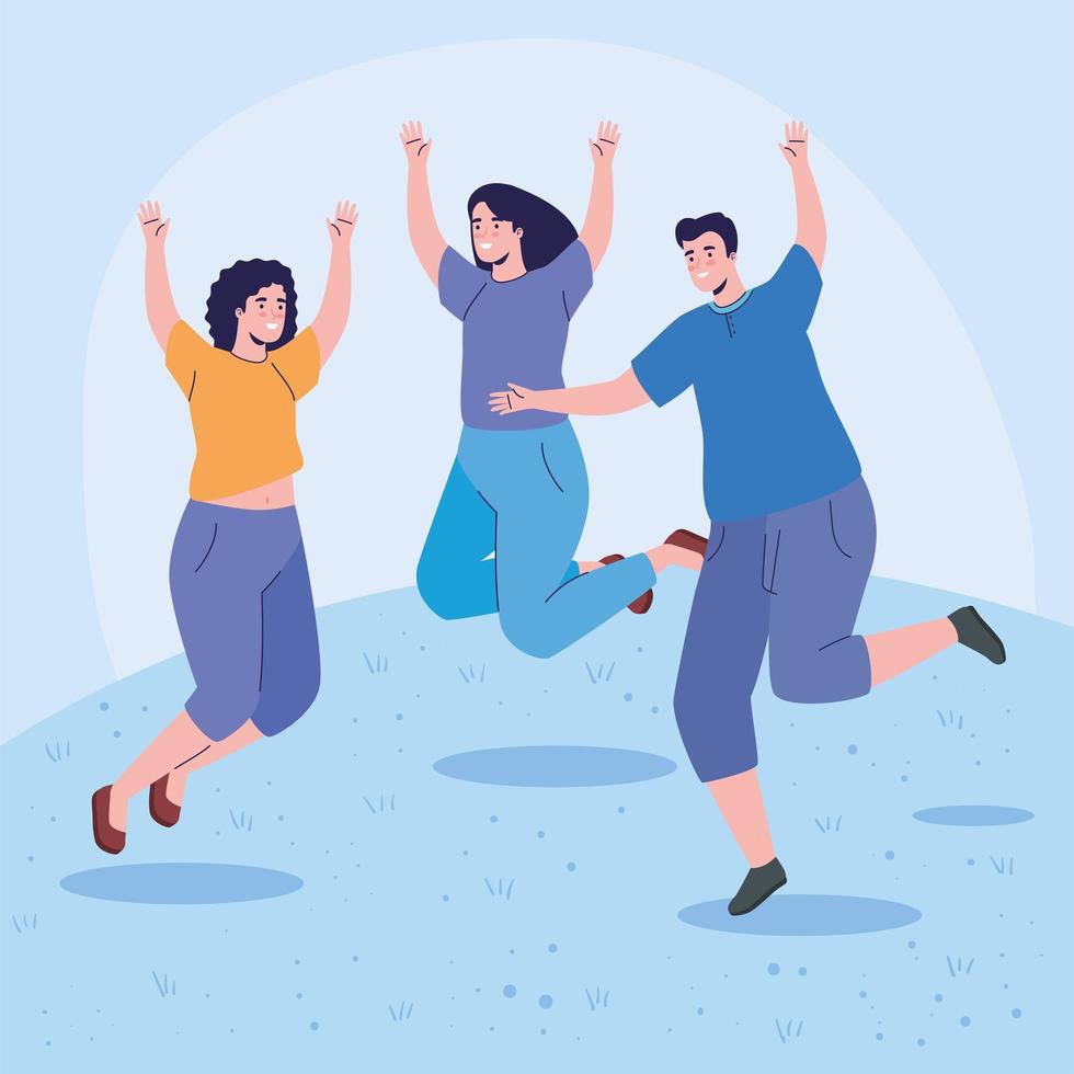 people jumping in air vector