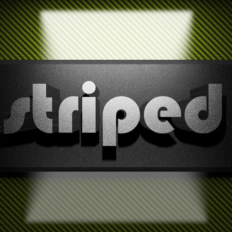 striped word of iron on carbon photo