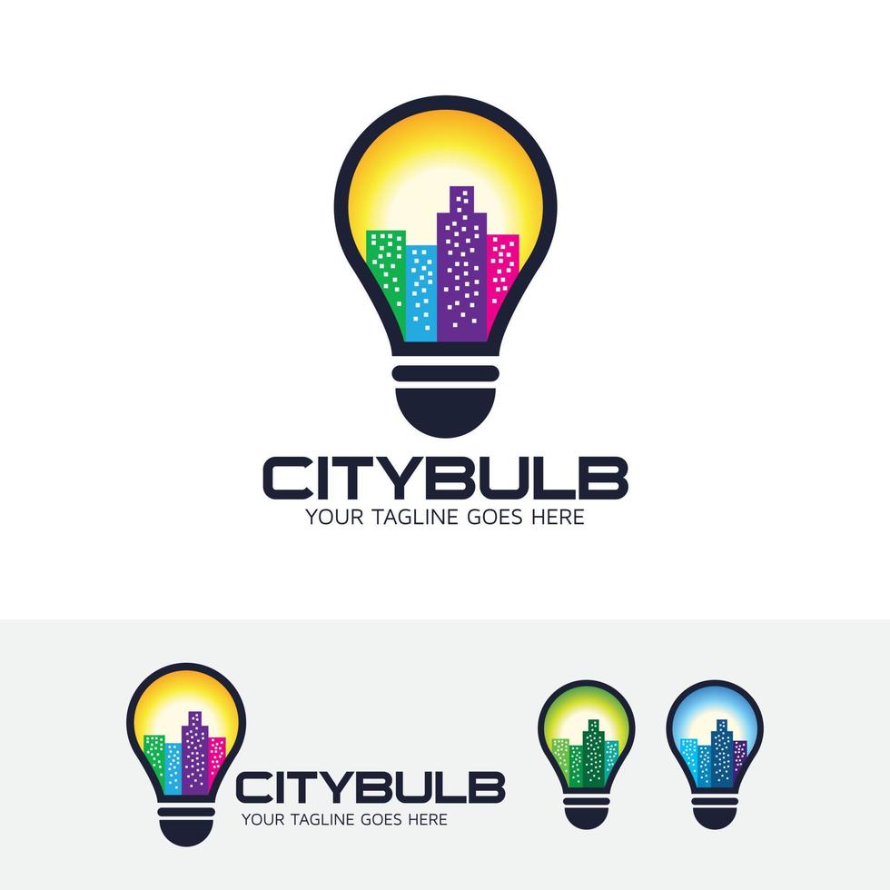 City and bulb logo design vector