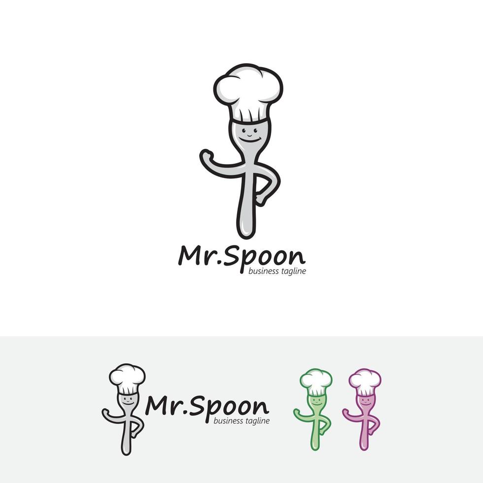 Spoon chef logo design vector