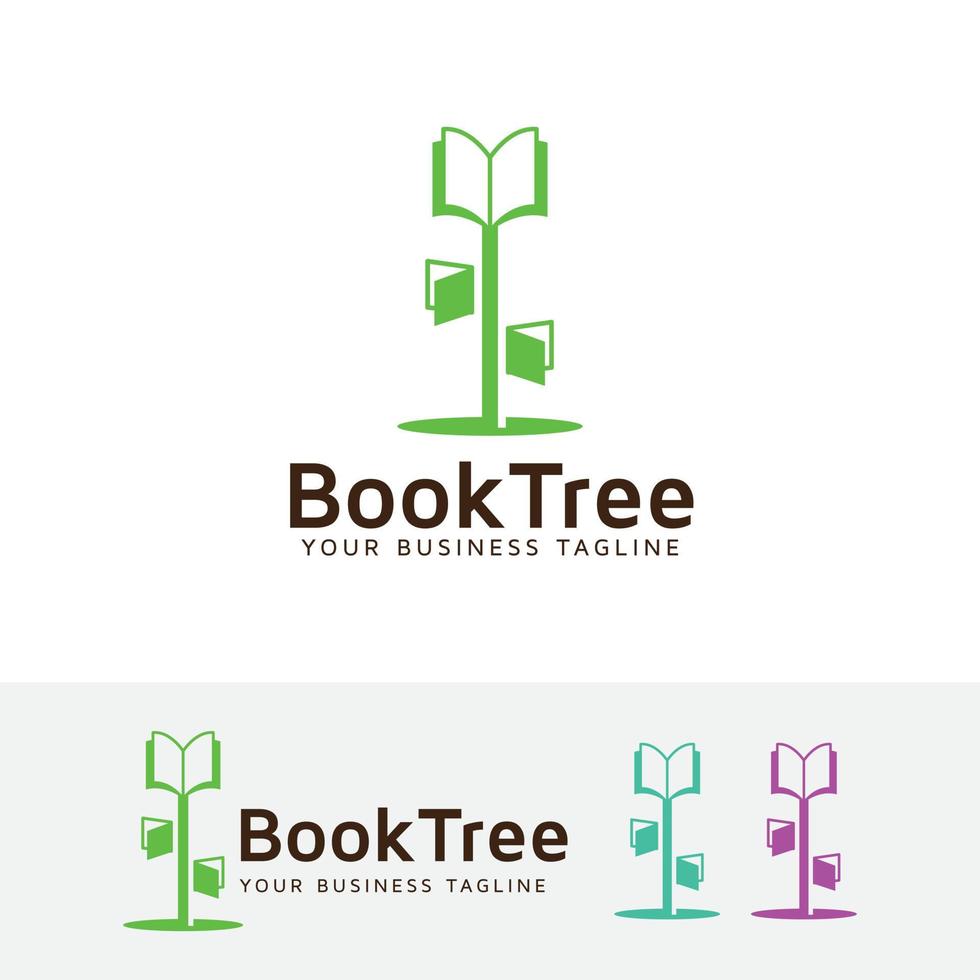 plantilla de diseño de logotipo de árbol de libros vector