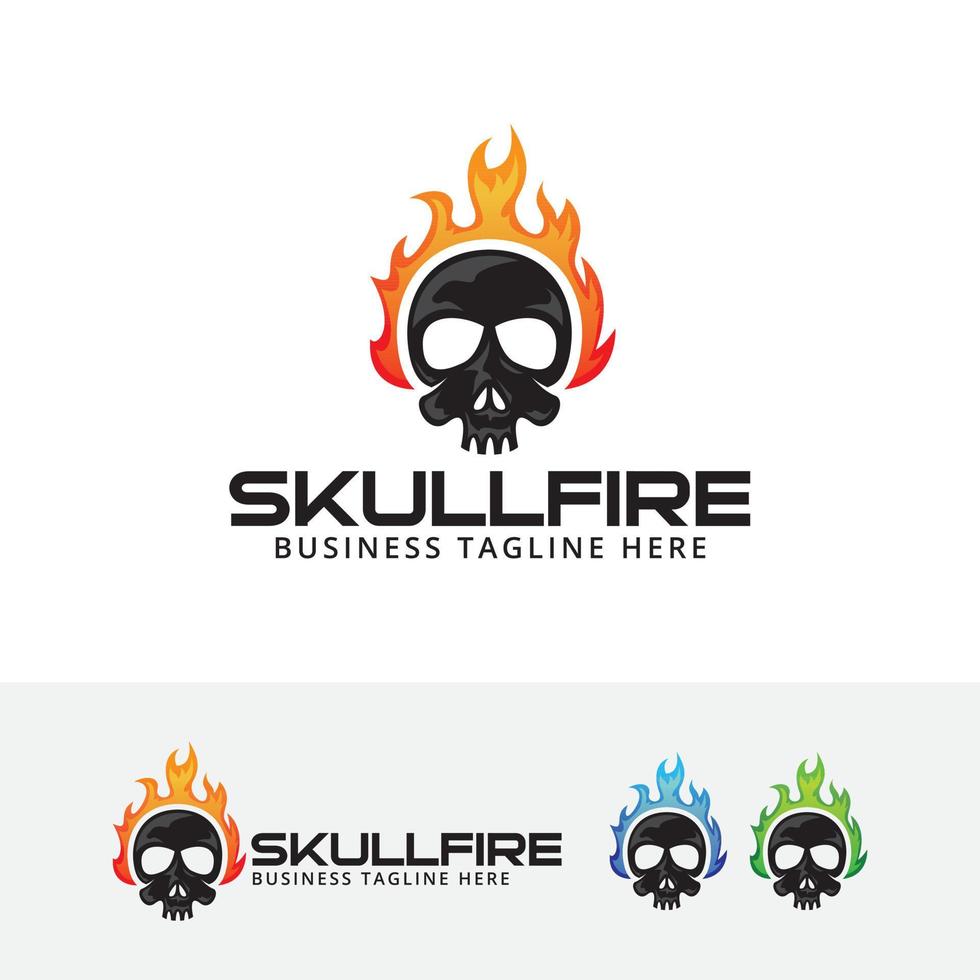 Skull fire vector logo design