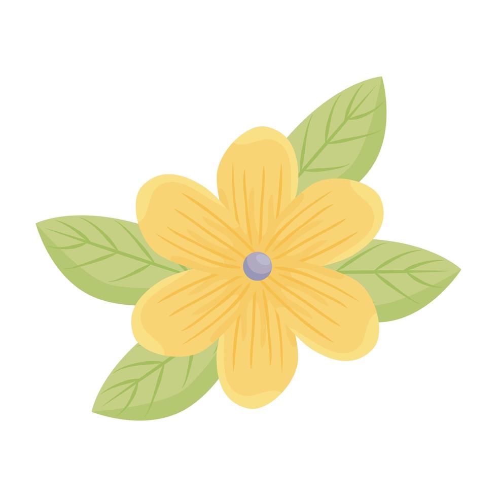 flor amarilla con hojas de diseño vectorial vector