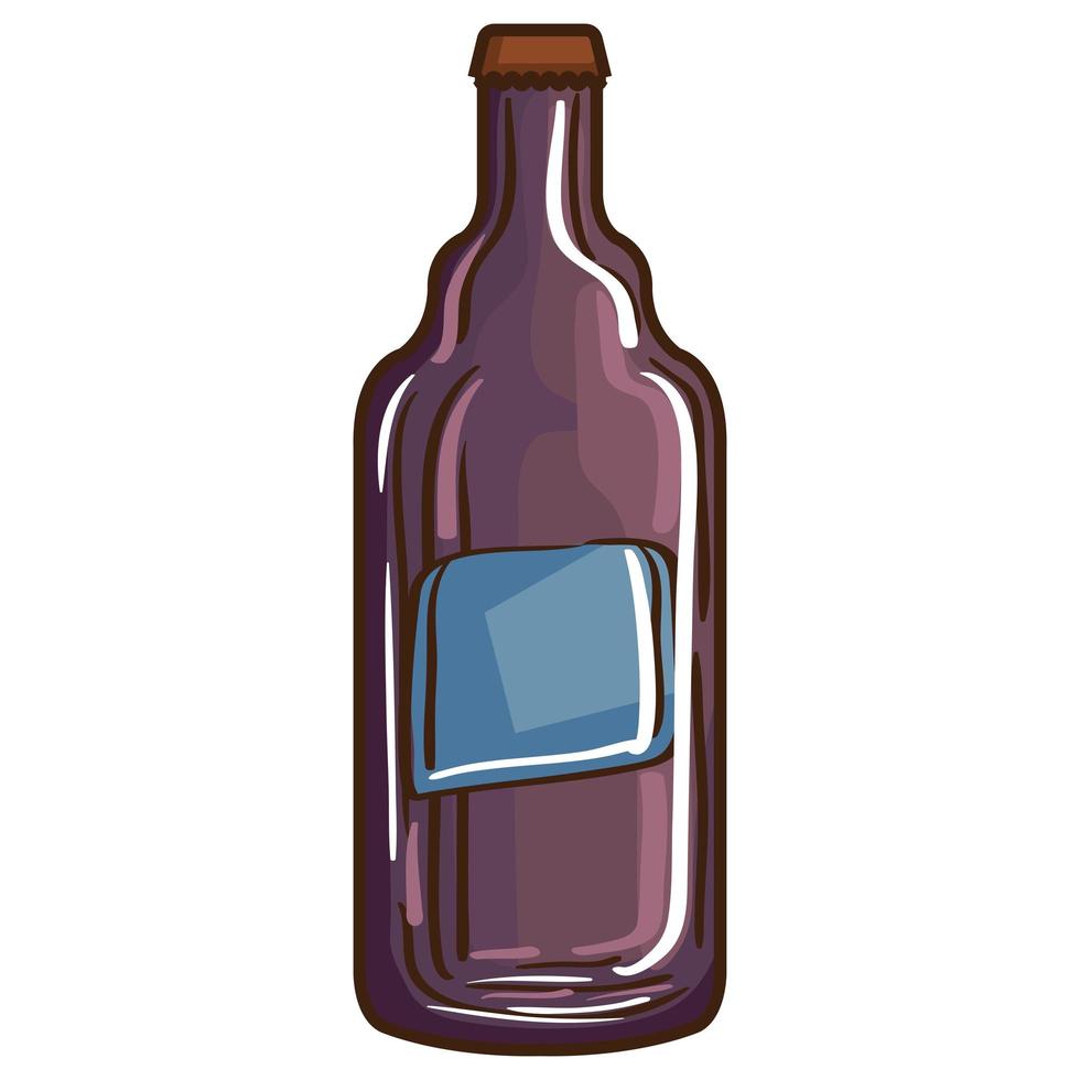 botella de cerveza con vaso violeta vector