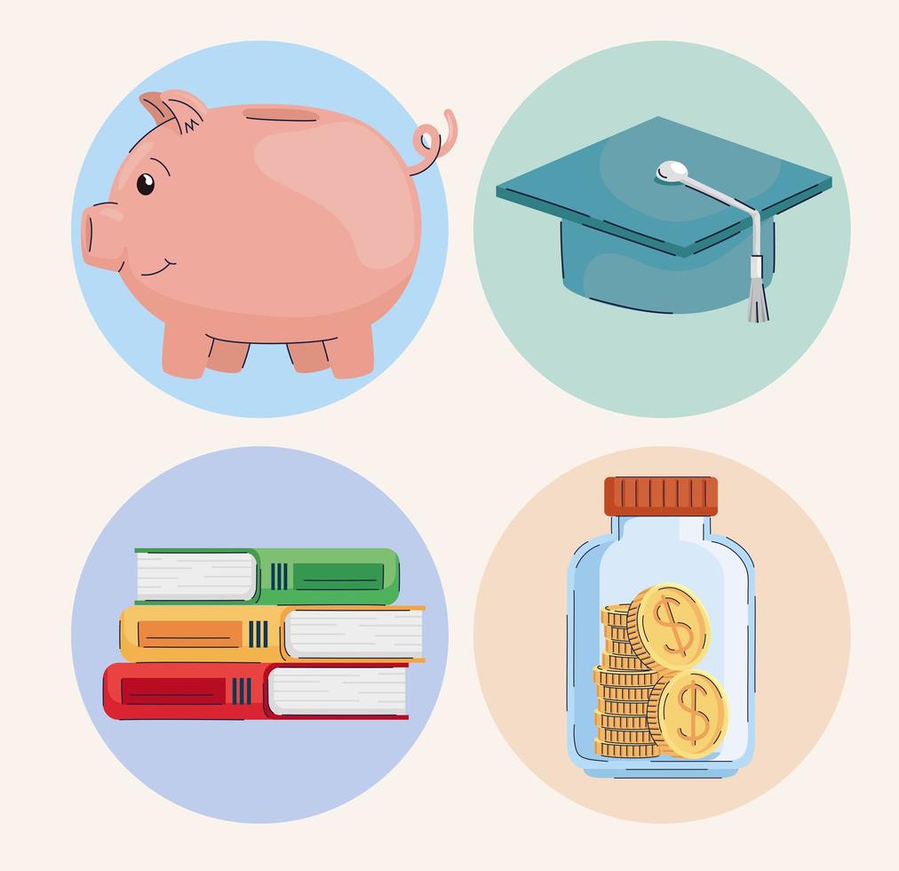 four icons loans and scholarship vector