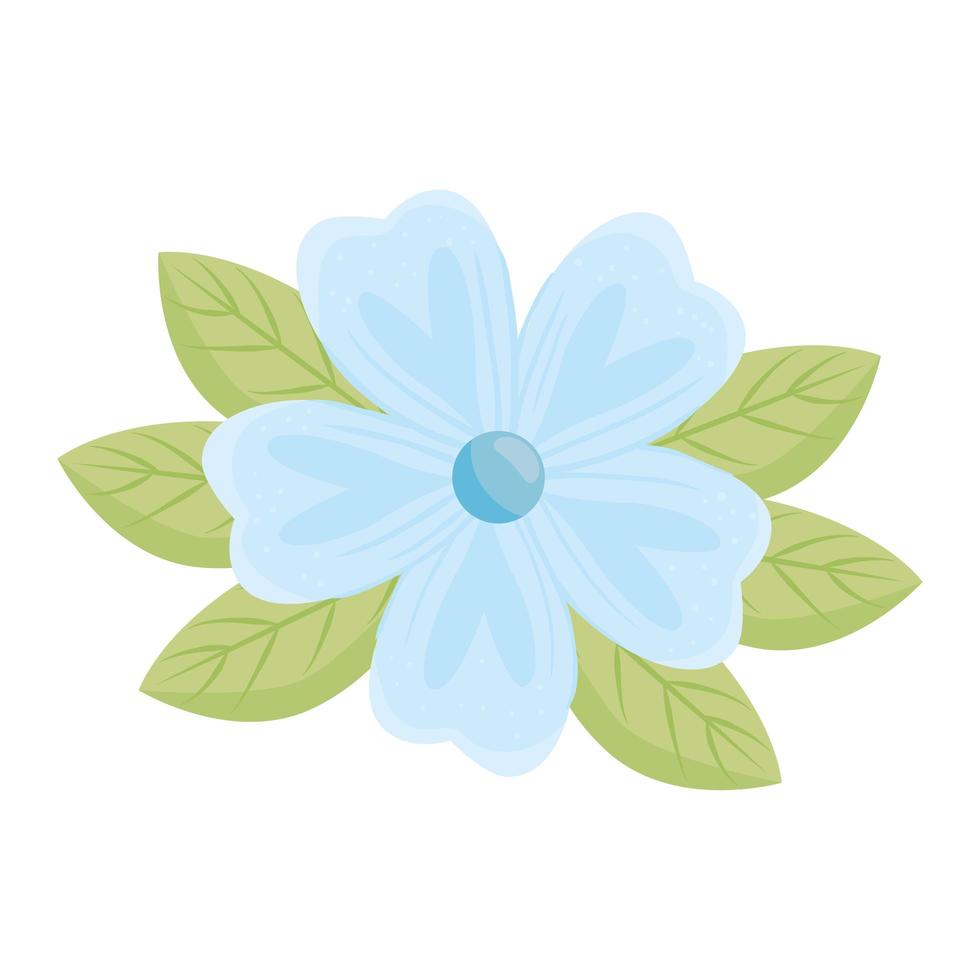 flor azul con hojas de diseño vectorial vector