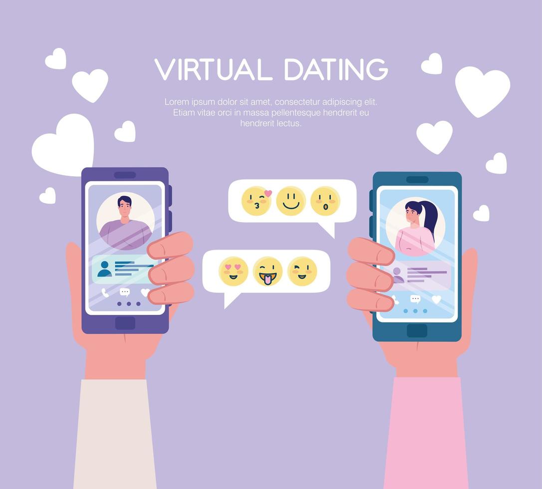 Woman and man chatting in smartphones vector design