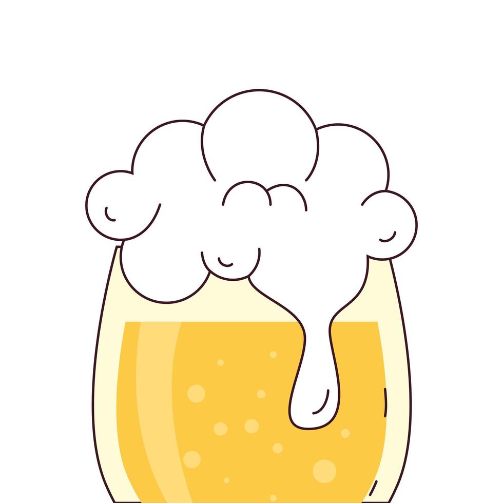 glass of beer with froth on white background vector