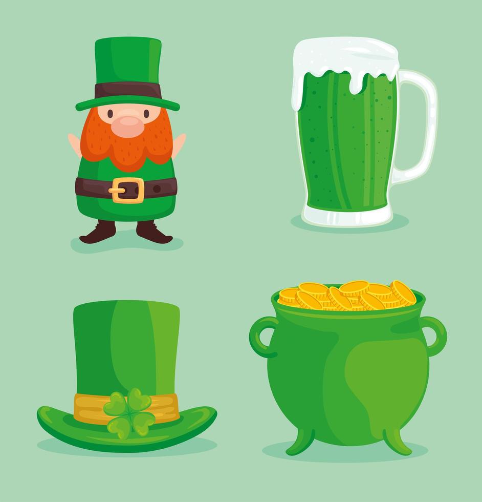 conjunto de iconos día de san patricio vector