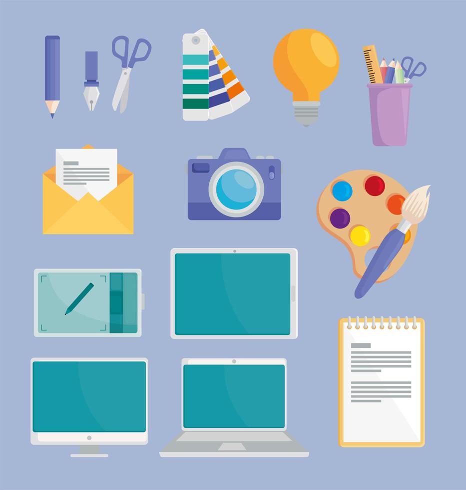 eight icons for designer vector
