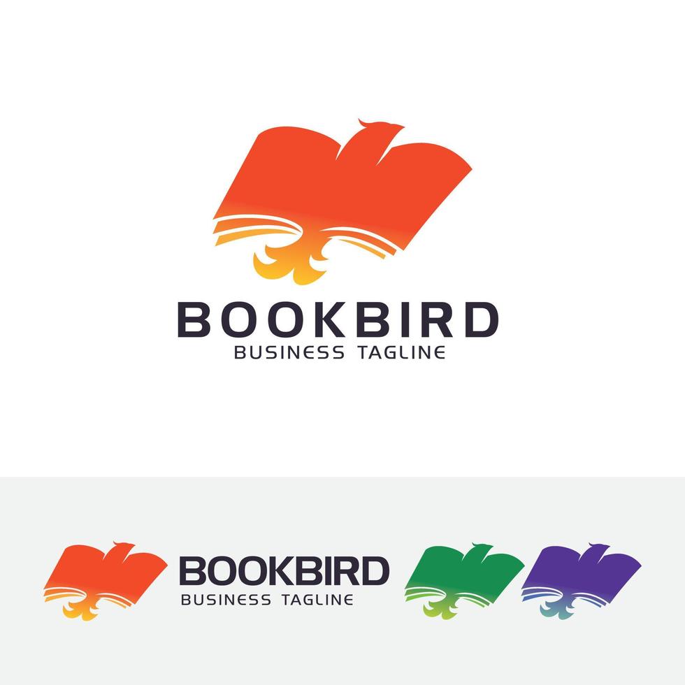 diseño de logotipo de pájaro de libro vector