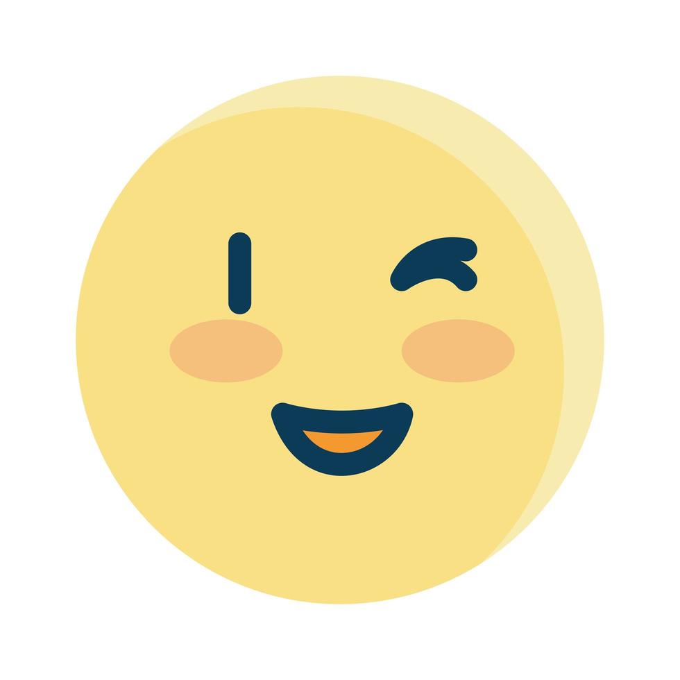 diseño de vector de emoji feliz y guiño aislado