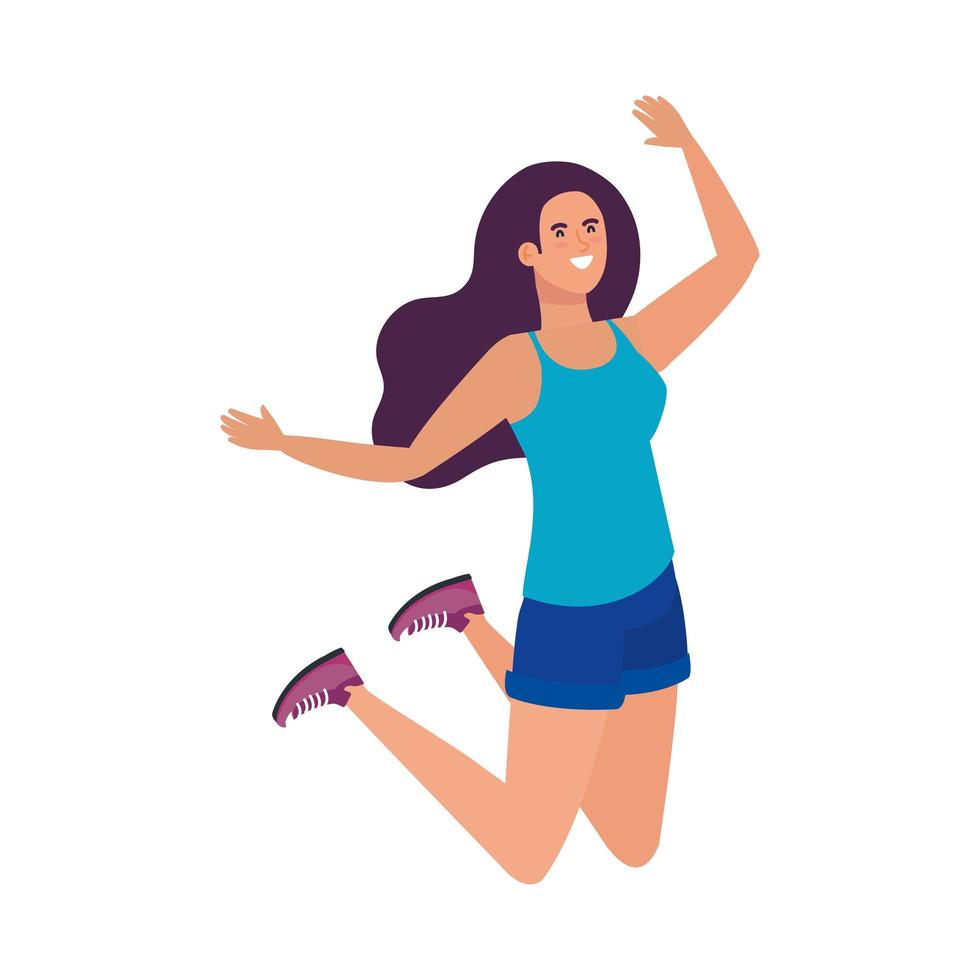 Isolated avatar woman jumping vector design